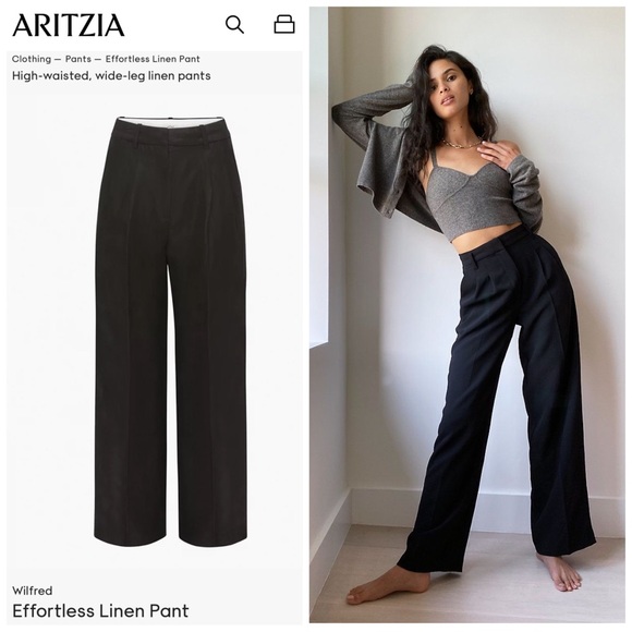 Aritzia Pants - Wilfred / Aritzia Linen The Effortless Linen Pant in Black Size 0